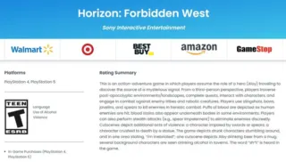 В Horizon Forbidden West будет насилие и распитие алкоголя — игра получила рейтинг ESRB